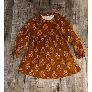 Little Co Lauren Conrad Girls 4T Brown Floral Polka Dot Button Front Dress